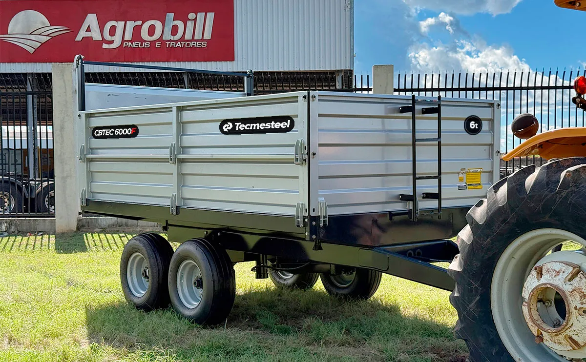 Carreta Agricola Basculante Cbtec 6000 f lm - Lateral Movel 6,5M³ 6500 litros Tandem - C Pneus 11Lx15- Tecmesteel