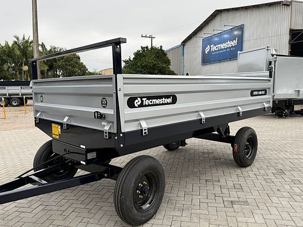 Lançamento - Carreta Agrícola Basculante Hidráulica CBTEC 4650L 6.000kg Lateral Móvel 2 Eixos Com Pneus 7.50x16 - Tecmesteel