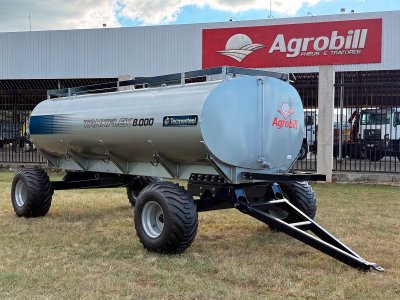 Carreta Agrícola Tanque de Água ou Diesel modelo TANKFLEX 8.000 Litros. 2 Eixos rodado simples com Pneus 400/60X15.5 aro 15.5 Tecmesteel